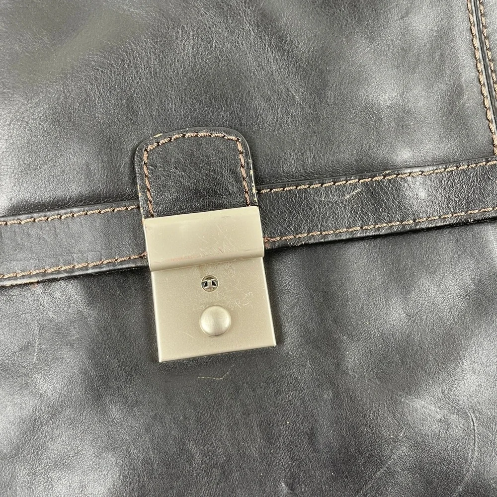 Wilsons Leather Briefcase Black Genuine Leather Double Buckle‎ Messenger Bag